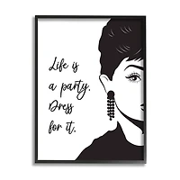 Stupell Industries Life's a Party Audrey Wall Art in Black Frame