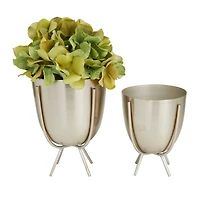 Silver Contemporary Planter, Set of 2" 7", 6"