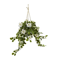 3.5ft. Real Touch Poinsettia and Variegated Holly Artificial Plant in Hanging Metal Bucket