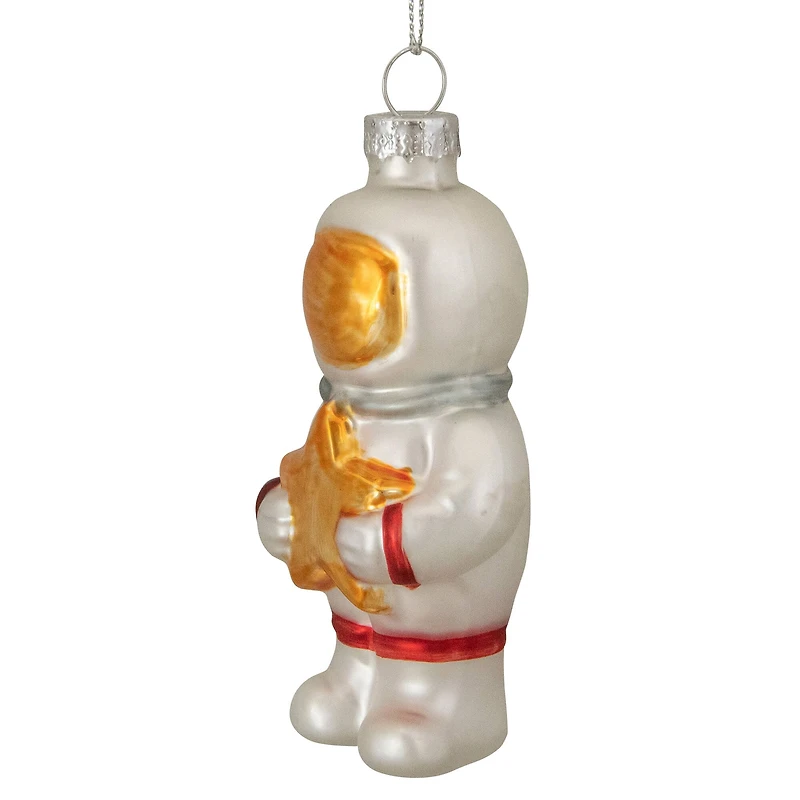 3.5" White & Gold Glass Astronaut Christmas Ornament