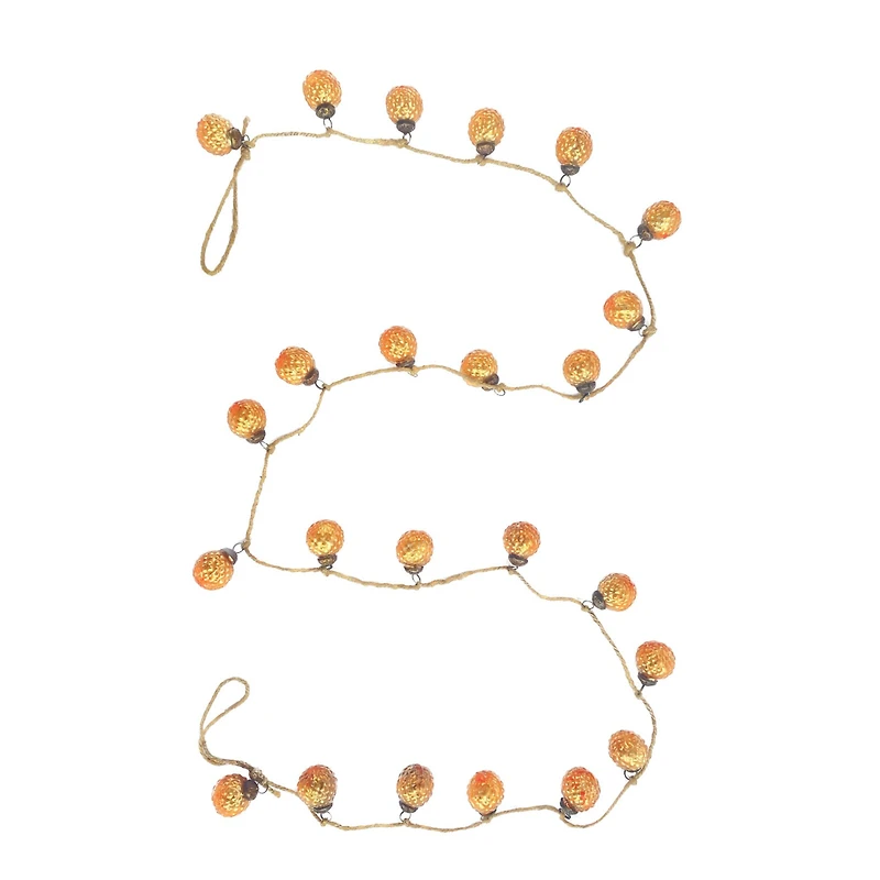 Hello Honey® 6ft. Apricot Embossed Mercury Glass Ball Ornament Garland on Jute String