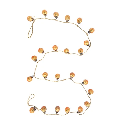 Hello Honey® 6ft. Apricot Embossed Mercury Glass Ball Ornament Garland on Jute String
