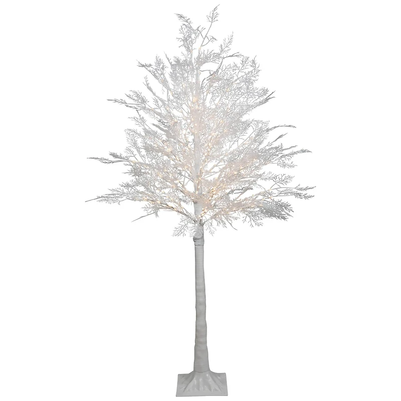 5ft. Pre-Lit White Floral Artificial Christmas Tree, Warm White LED Lights