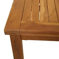 19" Brown Teak Wood Slatted Outdoor Accent Table