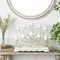 White Iron French Country Candelabra, 18" x 23" x 8"