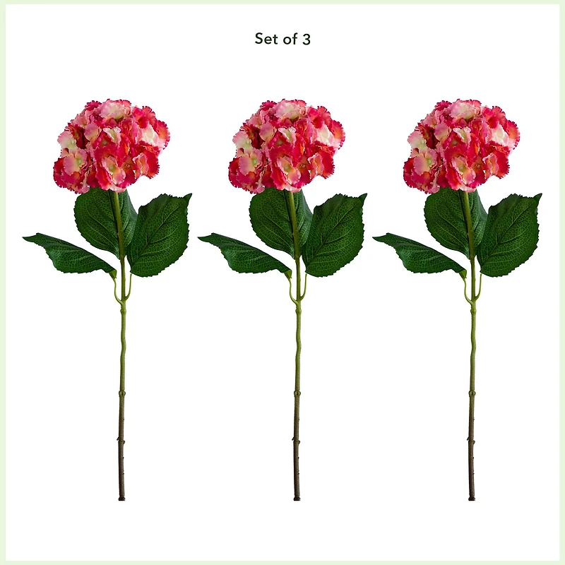 30" Pink Hydrangea Flower Stems, 3ct.