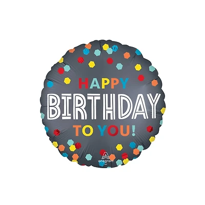 18" Satin Confetti Burst Birthday Foil Balloon