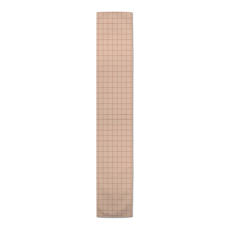 Faded Pink Grid Cotton Twill Table Runner