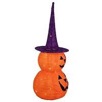 30" Pop Up Lighted Tinsel Stacked Jack-O-Lanterns Halloween Decoration
