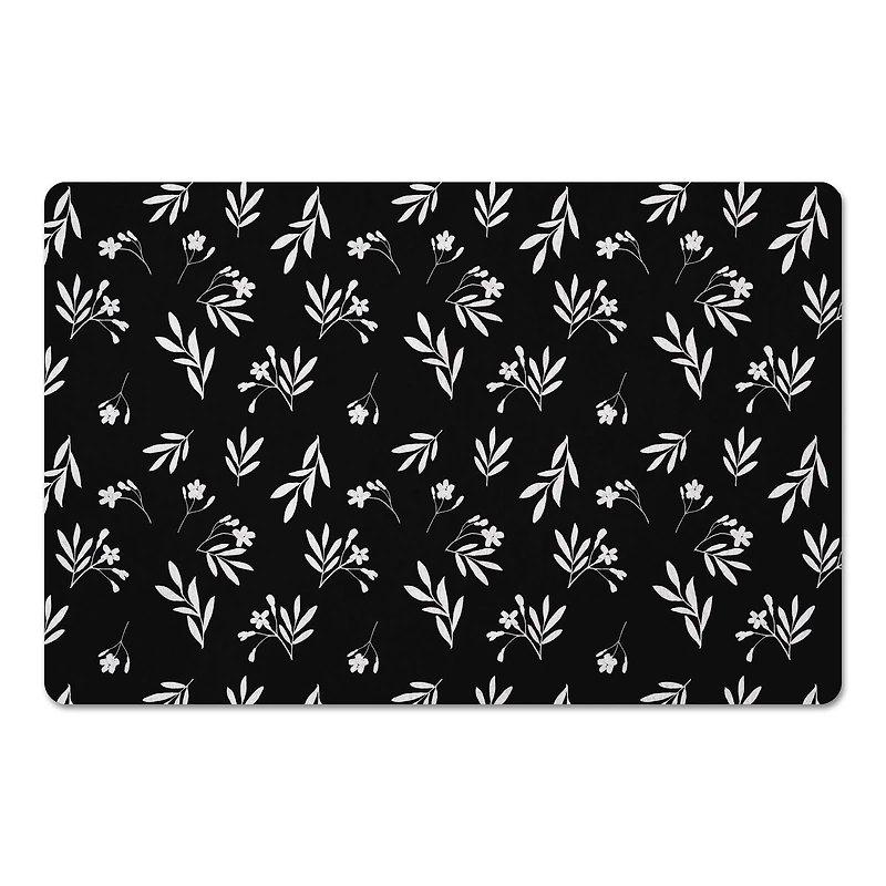 Simple Black Floral 27" x 18" Floor Mat