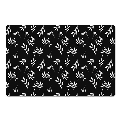 Simple Black Floral 27" x 18" Floor Mat