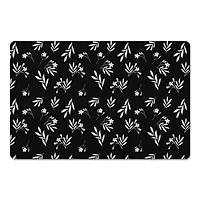 Simple Black Floral 27" x 18" Floor Mat