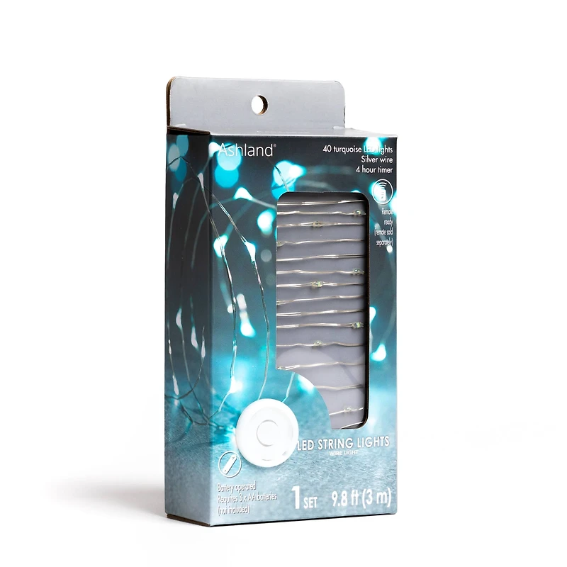 40ct. Turquoise Silver Wire LED String Lights by Ashland®