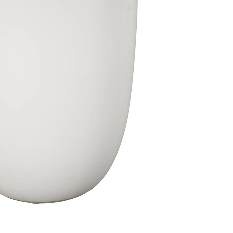 15.75" White Ceramic Sleek Amphora Vase with Scroll Handles