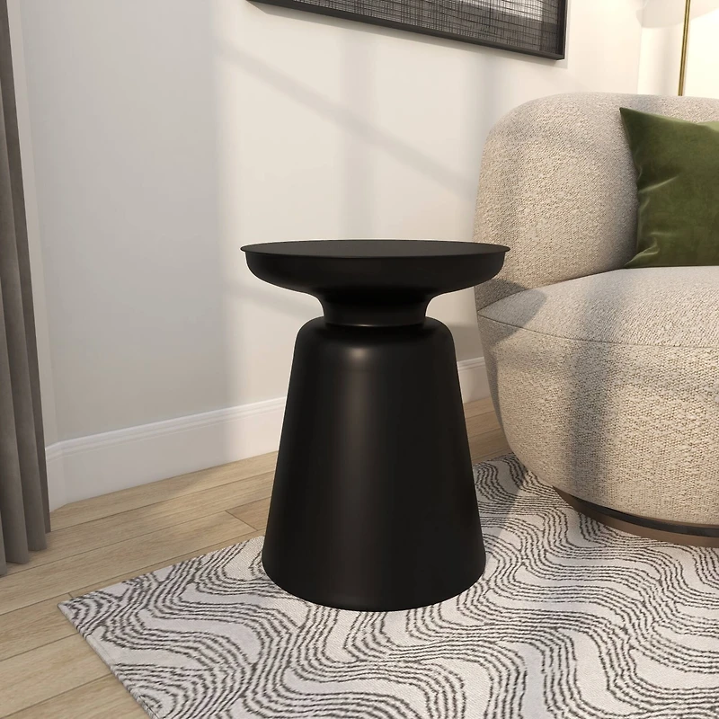 Black Metal Accent Table with Bell Shaped Base