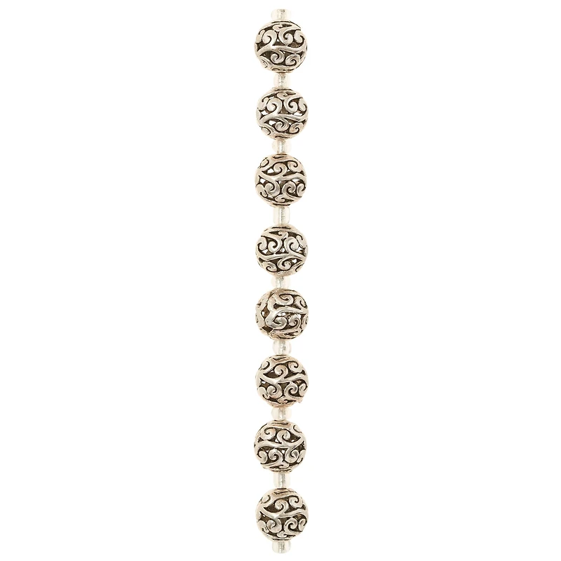 12 Pack:  Silver-Plated Round Filigree Beads, 10mm by Bead Landing™