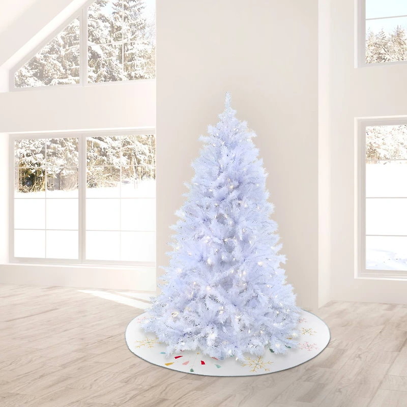 9ft. Pre-Lit White Artificial Christmas Tree, Warm White LED Lights