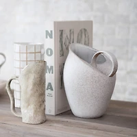 Hello Honey® 9" White Textured Stoneware Pitcher in Reactive Glaze