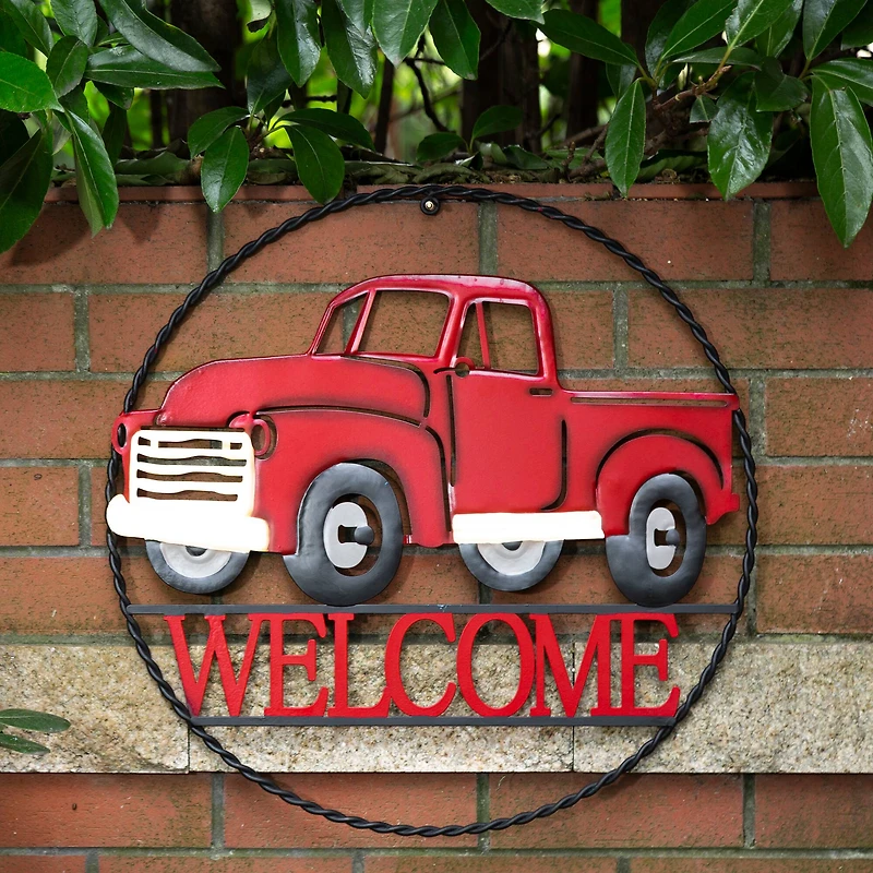 Glitzhome® 20" Farmhouse Metal Truck Welcome Wall Sign