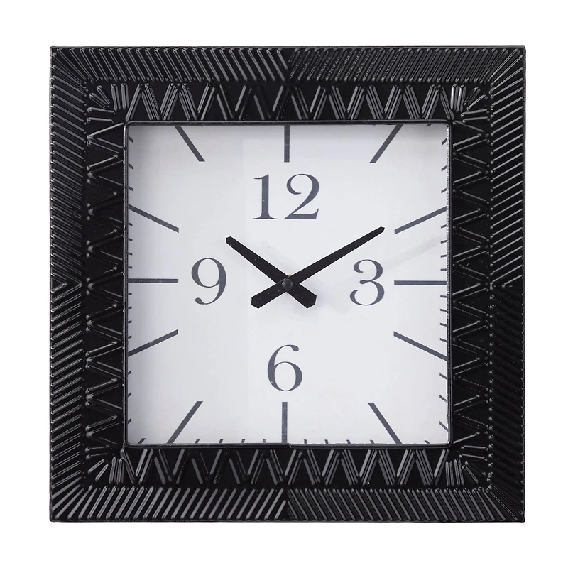 Black Metal Modern Wall Clock, 12" x 3" x 12"