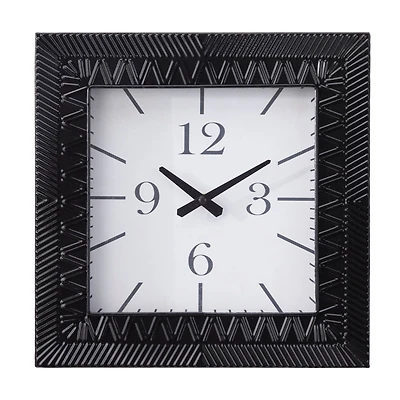 Black Metal Modern Wall Clock, 12" x 3" x 12"