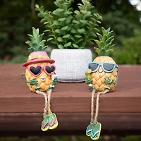 6.25" Tropical Girl Pineapple with Cocktail Outdoor Garden Statue