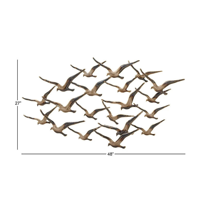 Gold Iron Coastal Birds Wall Décor