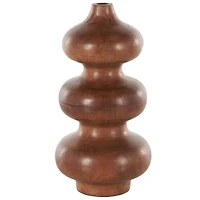 10.75" Brown Geometric Wood Bubble Vase