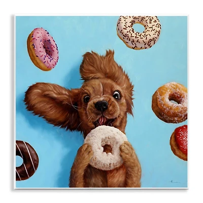 Stupell Industries Funny Dog Licking Donut Wall Plaque Art