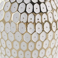 11" Gold & White Geometric Dot Metal Vase