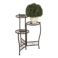 24" Brown Metal Tiered Traditional Plant Stand