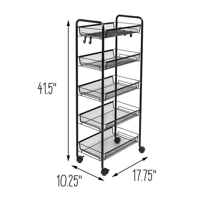Honey Can Do Black 5-Tier Rolling Storage Cart