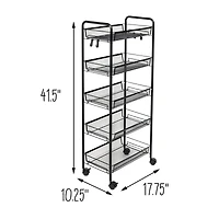 Honey Can Do Black 5-Tier Rolling Storage Cart