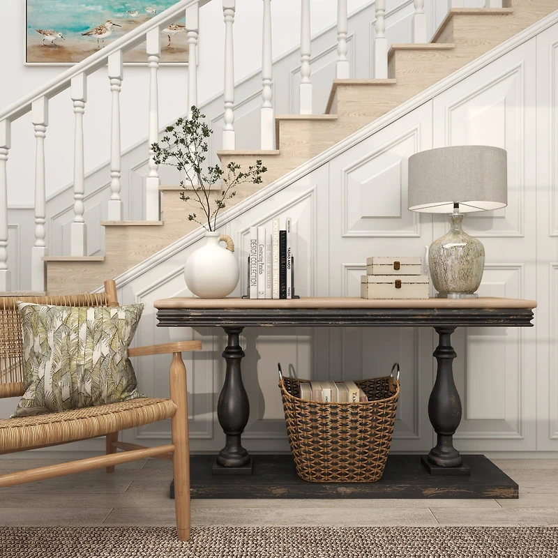 11" White Ceramic Jug Inspired Vase with Rattan Wrapped Handle