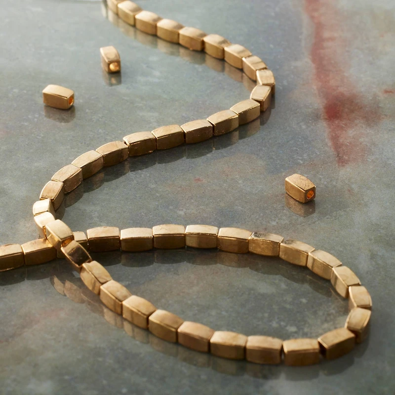 Gold Metal Square Tube Beads, 5mm by Bead Landing™