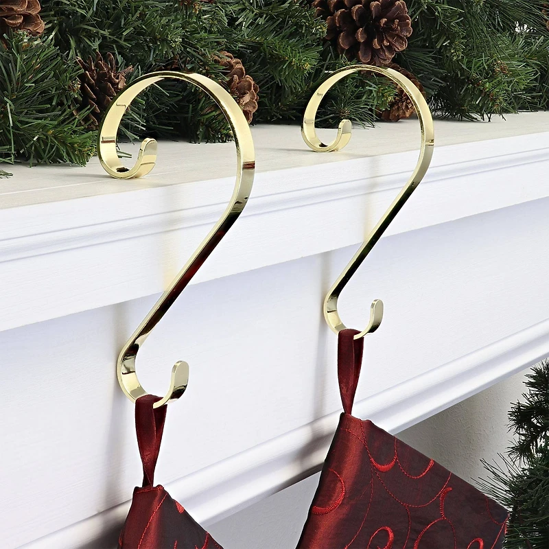 Haute Decor Stocking Scroll® Brass Stocking Holders, 2ct.