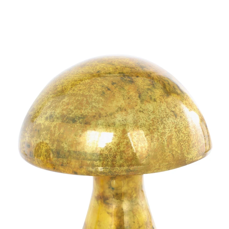 Gold Glass Mushroom Weathered Sculpture Set