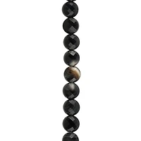 Black Faceted Agate Round Coin Beads by Bead Landing