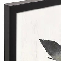 Distressed Green Leaves Black Framed Canvas