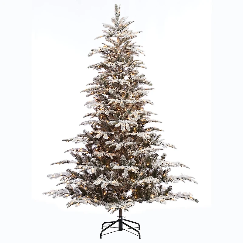 6.5ft. Pre-Lit Flocked Aspen Fir Artificial Christmas Tree, Clear Lights