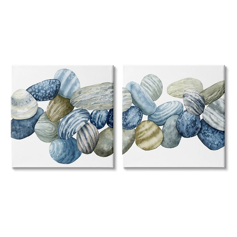 Stupell Industries Rows of Stones Organic Blue Brown Patterns Canvas Wall Art