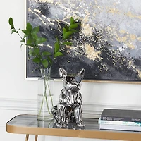 CosmoLiving by Cosmopolitan Silver Ceramic Glam Sculpture, Dog 12" x 6" x 10"