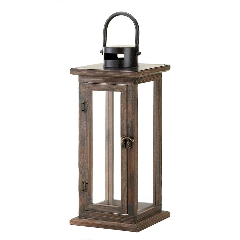 15.75" Lodge Wooden Lantern