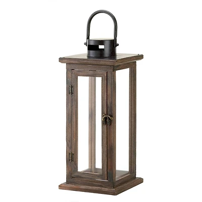 15.75" Lodge Wooden Lantern