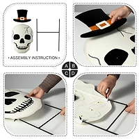 Glitzhome® 38" Lighted Halloween Metal Skull Yard Stake with Timer