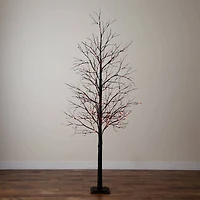 8ft. Pre-Lit Halloween Black Twig Artificial Tree with 510 Orange & Purple LED Lights
