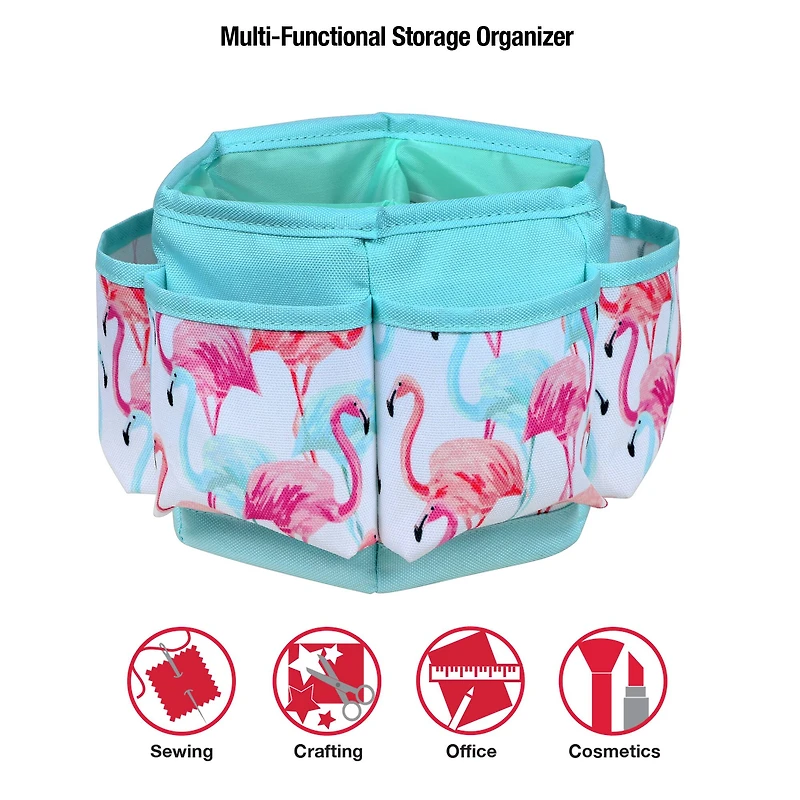 SINGER® Flamingo Print Sewing Spinning Tabletop Organizer