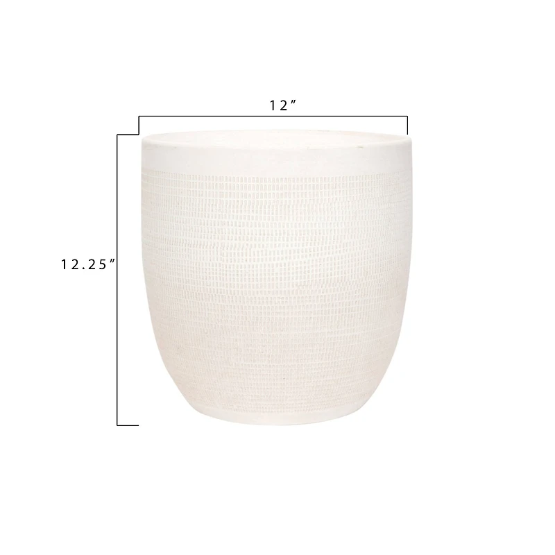 Hello Honey® 12.25" Matte White Embossed Stoneware Planter