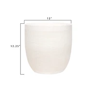 Hello Honey® 12.25" Matte White Embossed Stoneware Planter