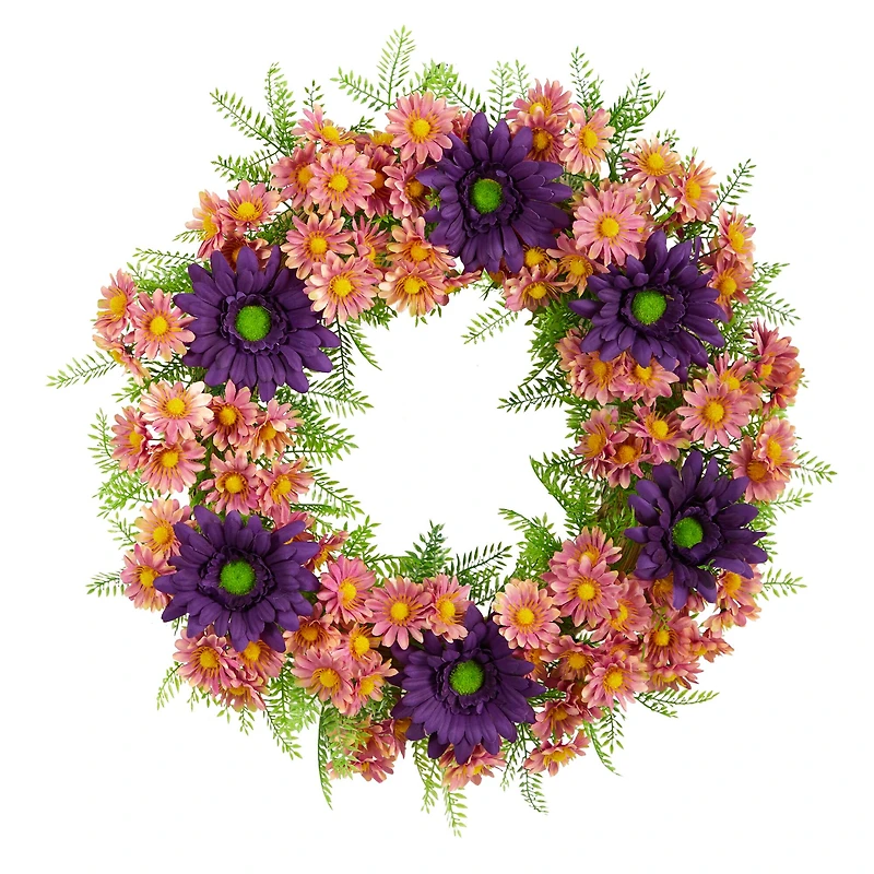 21" Mixed Daisy Wreath